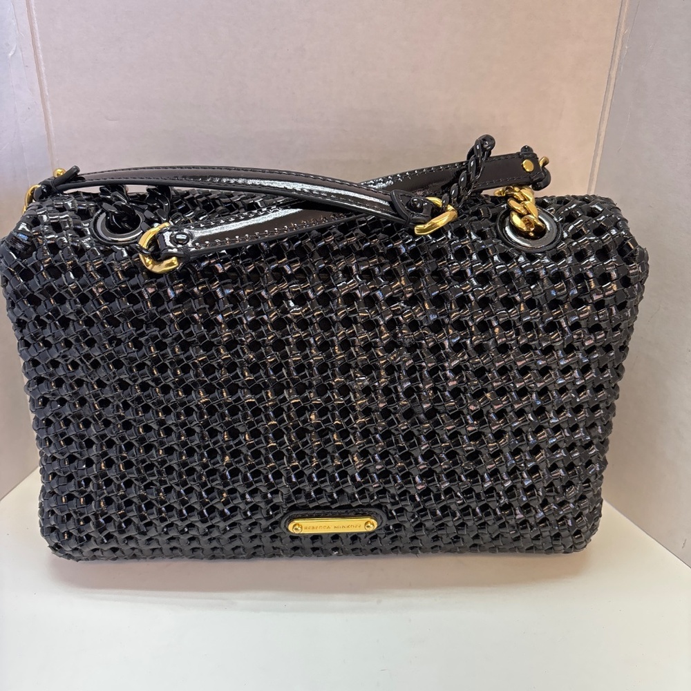 Rebecca Minkoff Black Woven Leather Crossbody Shoulder Bag - Picture 4 of 6